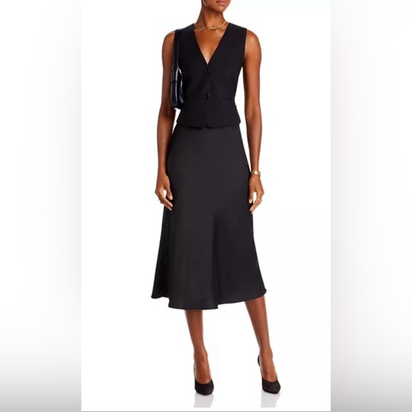 Aqua Satin Midi Slip Skirt - Picture 5 of 6